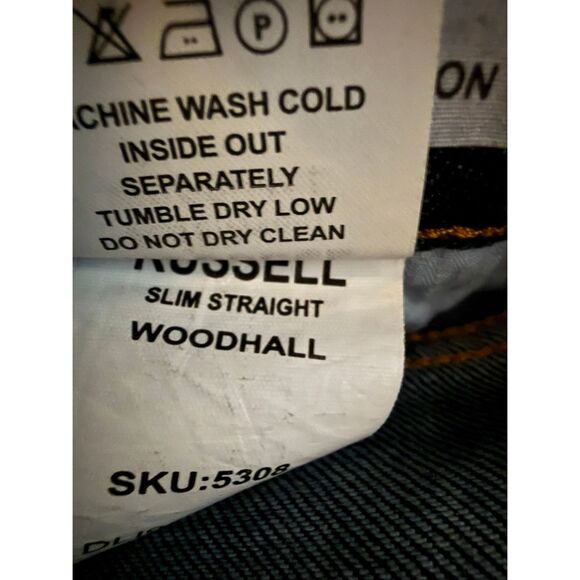 DL1961 Jeans Mens 35X32 Blue Russell Slim Straight Stretch Denim Pants Woodhall - Picture 5 of 6